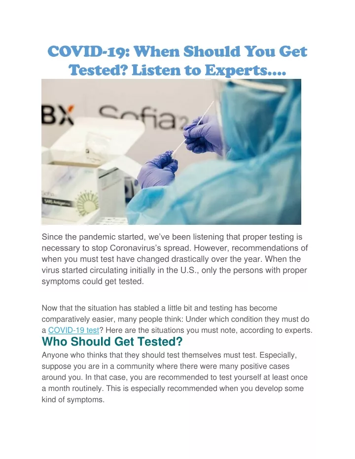 covid 19 when should you get tested listen
