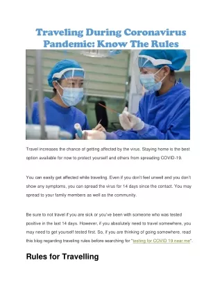 traveling during coronavirus pandemic know