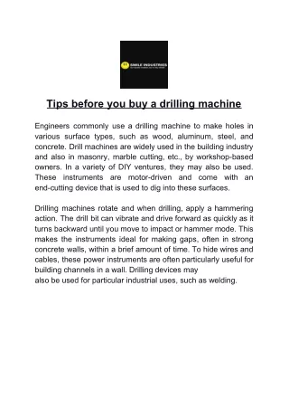 Tips Before you buy a Drill Machine