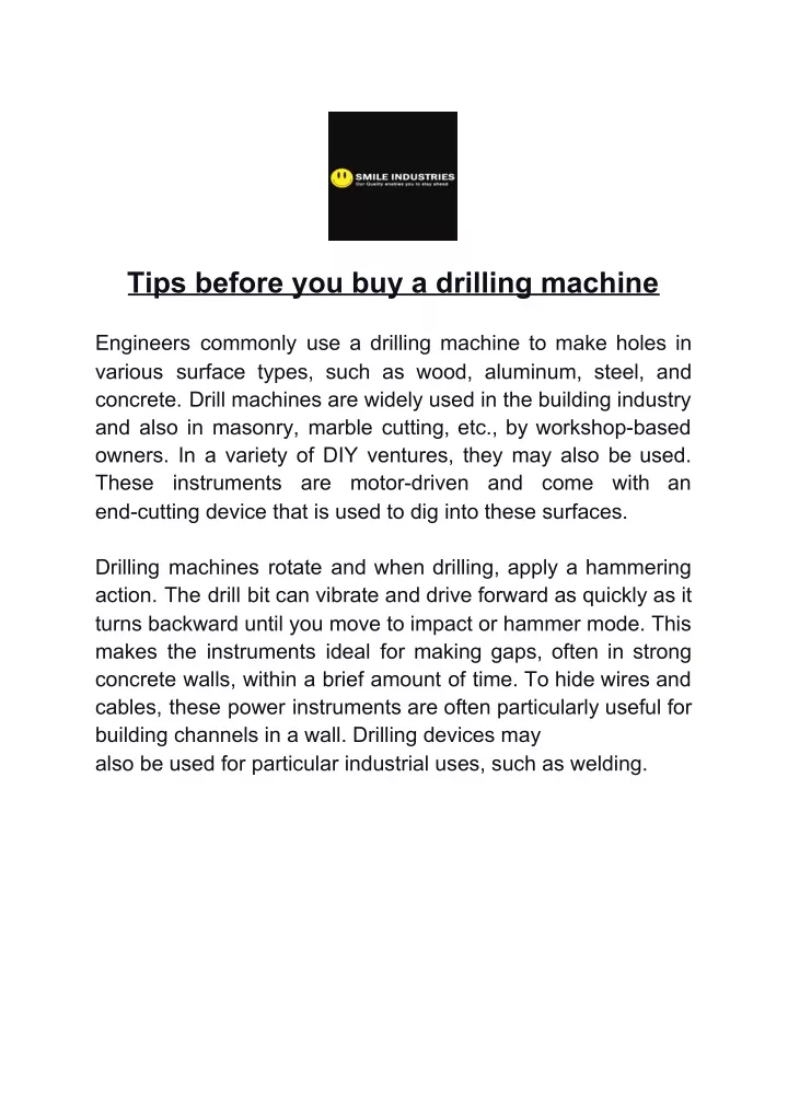 tips before you buy a drilling machine