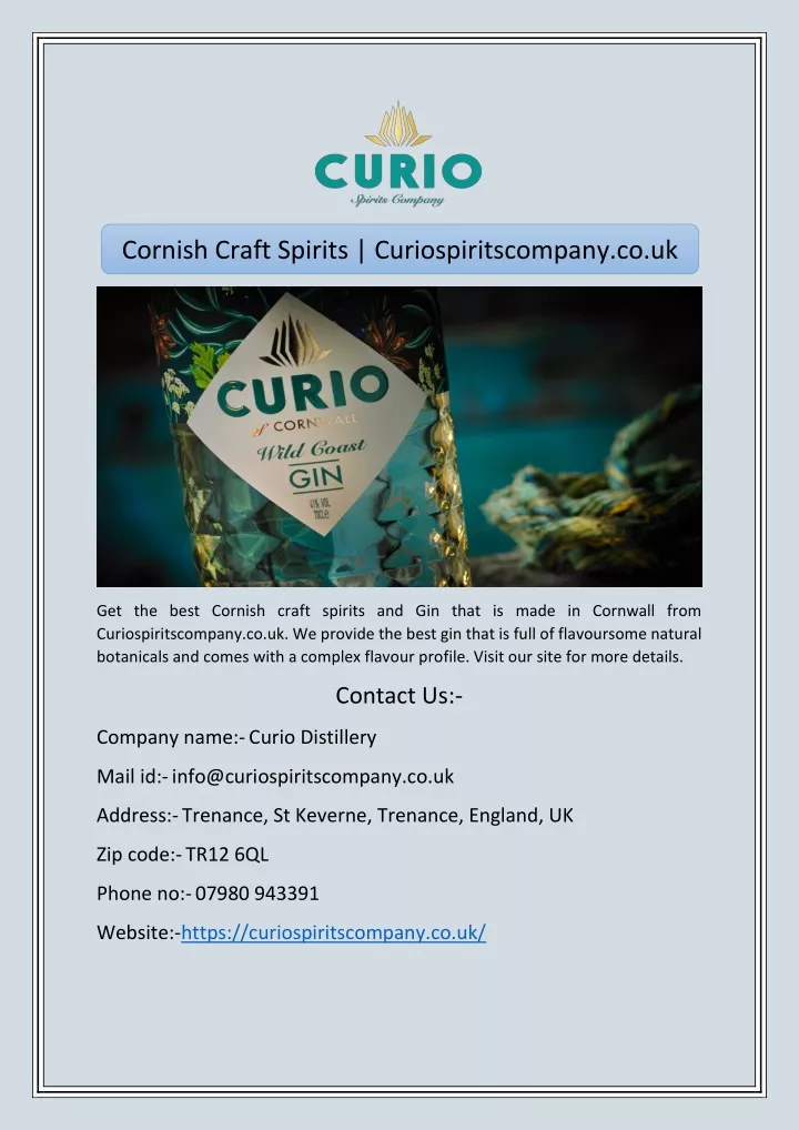 cornish craft spirits curiospiritscompany co uk