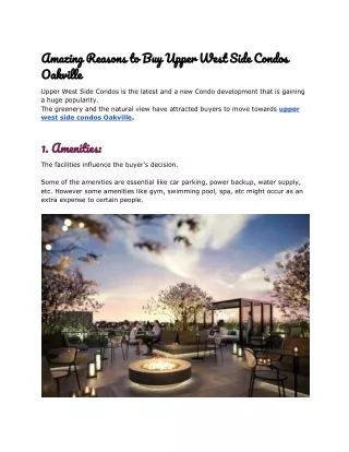 Amazing Reasons to Buy Upper West Side Condos Oakville