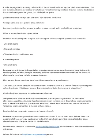 Consejos para madres para criar gemelos - autor Alfredo Vega