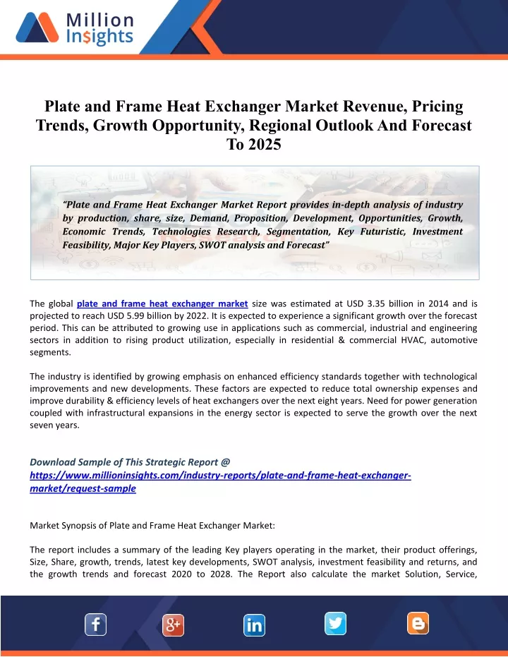 plate and frame heat exchanger market revenue