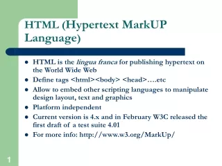 Aspects of hypert text markup language