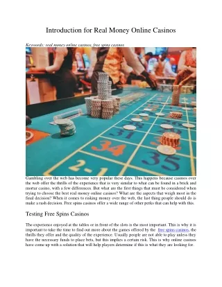introduction for real money online casinos