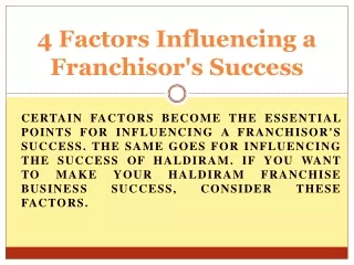 4 Factors Influencing a Franchisor's Success