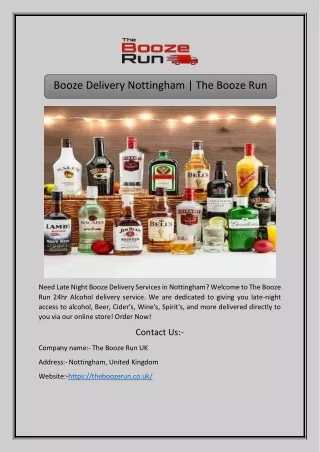 Booze Delivery Nottingham | The Booze Run