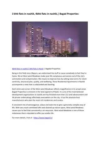 3 bhk flats in nashik, 4bhk flats in nashik,| Bagad Properties