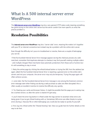 What Is A 500 internal server error WordPress