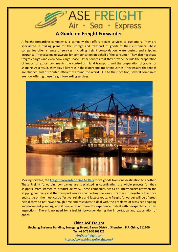 a guide on freight forwarder
