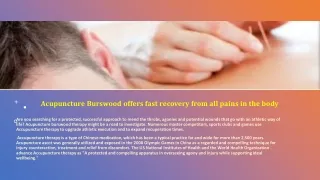 Acupuncture Burswood offers fast recovery from all pains in the body