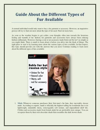 guide about the different types of fur available