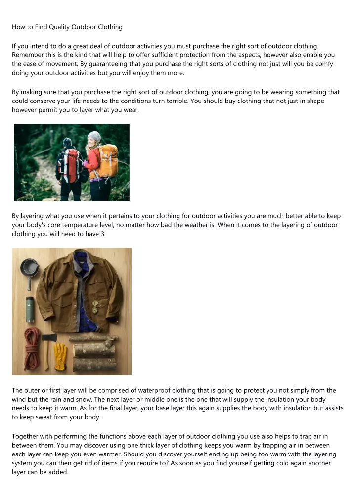 how to find quality outdoor clothing