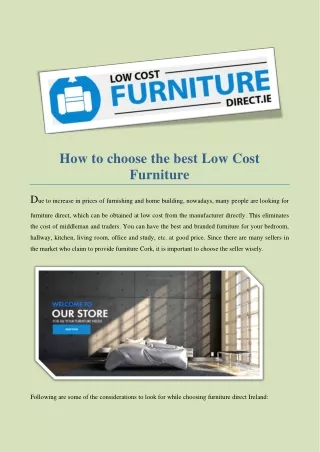 Choose the best Low Cost Furniture