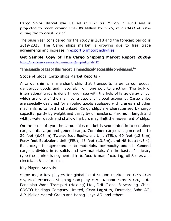 cargo ships market was valued at usd xx million