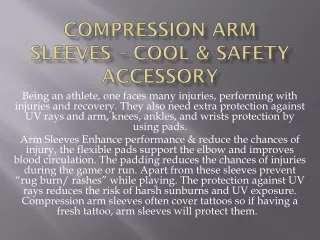 Compression Arm Sleeves – Cool & Safety Accessory