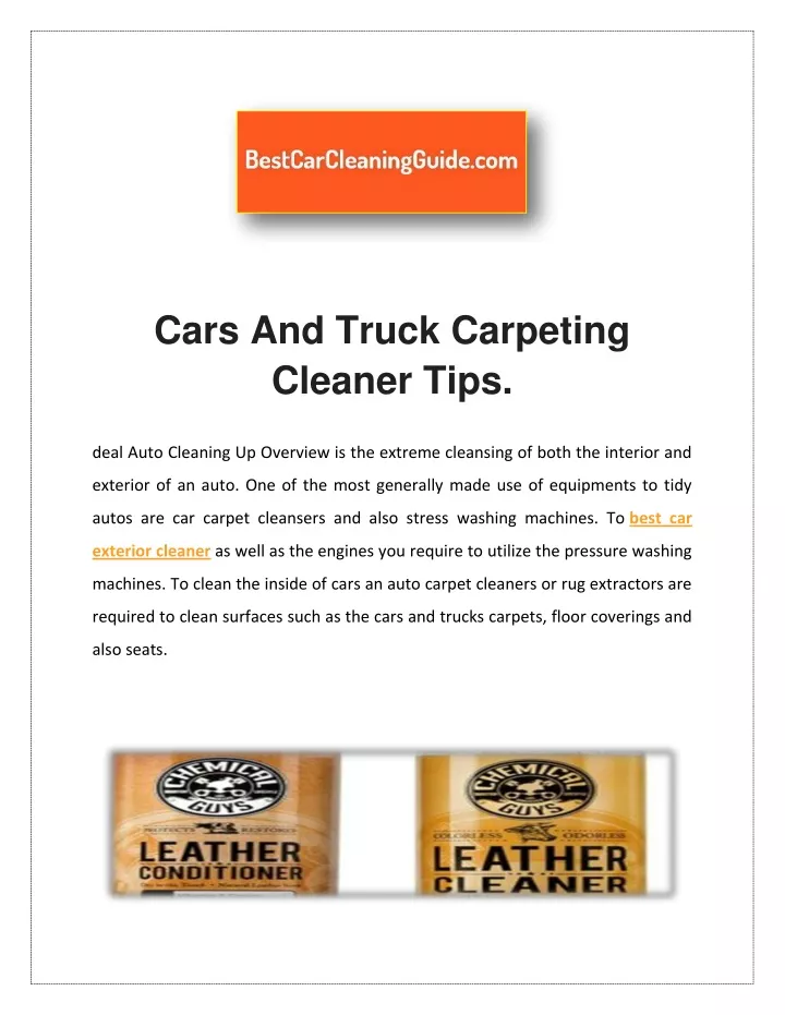 cars and truck carpeting cleaner tips