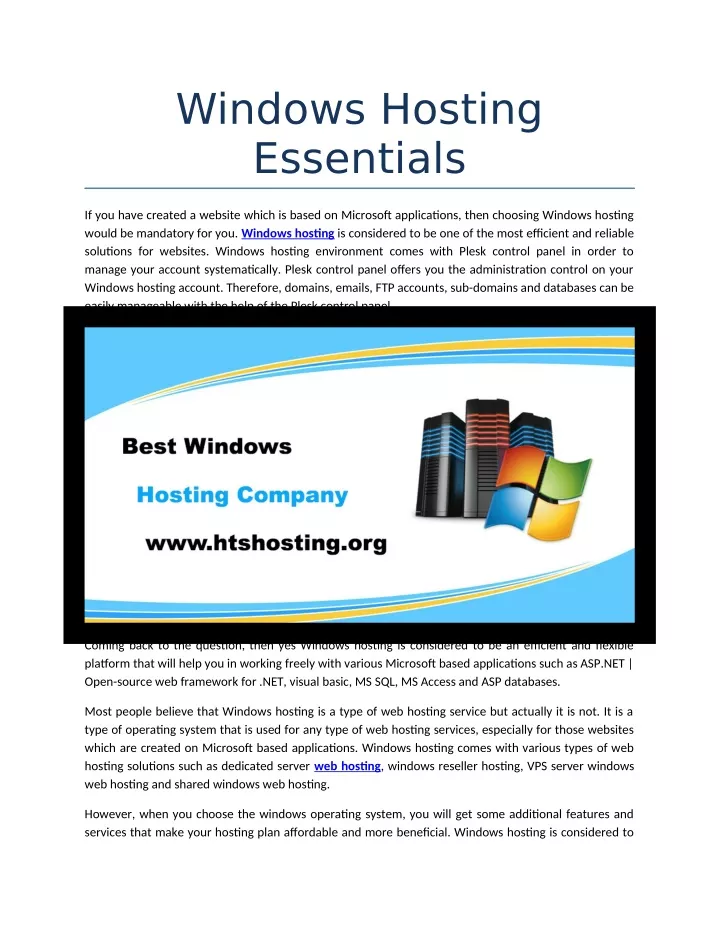 windows hosting essentials