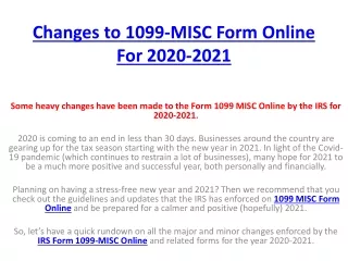 Changes to 1099-MISC Form Online For 2020-2021