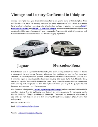 Luxury Car rental in udaipur