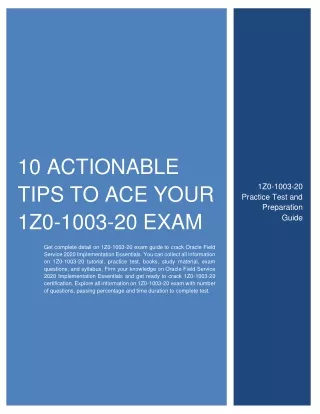 10 actionable tips to ace your 1z0 1003 20 exam