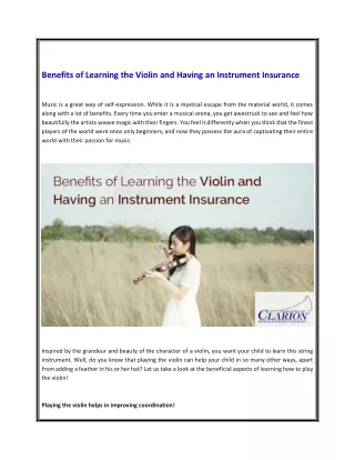 benefits of learning the violin and having