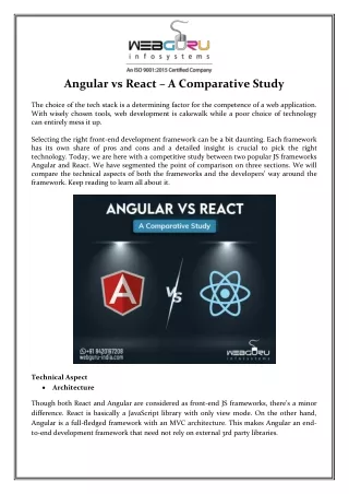 angular vs react a comparative study