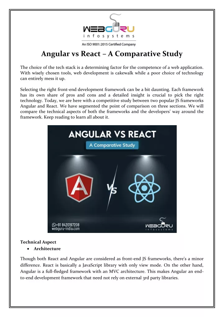 angular vs react a comparative study