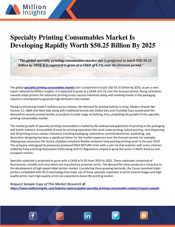 specialty printing consumables market