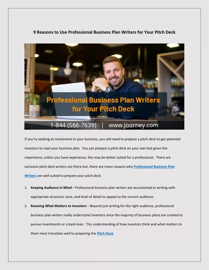 9 reasons to use professional business plan
