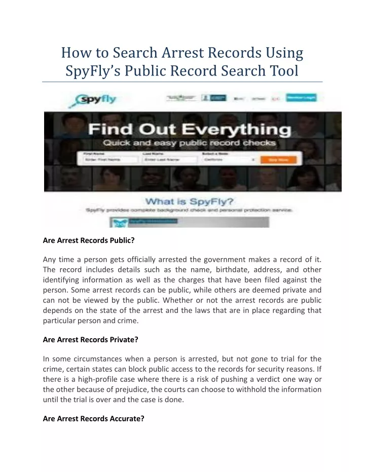 how to search arrest records using spyfly