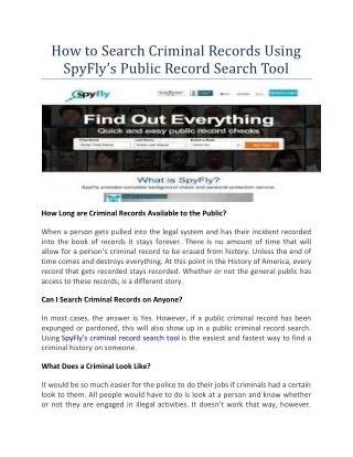 How to Search Criminal Records Using SpyFly’s Public Record Search Tool
