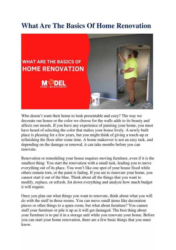 what are the basics of home renovation