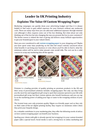 Leader In UK Printing Industry Explains The Value Of Custom Wrapping Paper