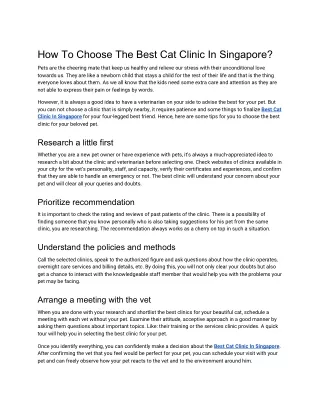 How To Choose The Best Cat Clinic In Singapore?