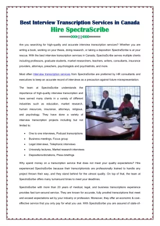 best interview transcription services in canada