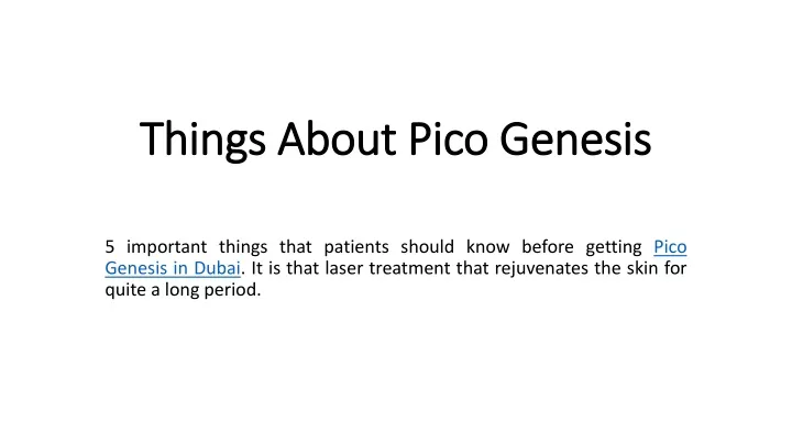 things about pico genesis