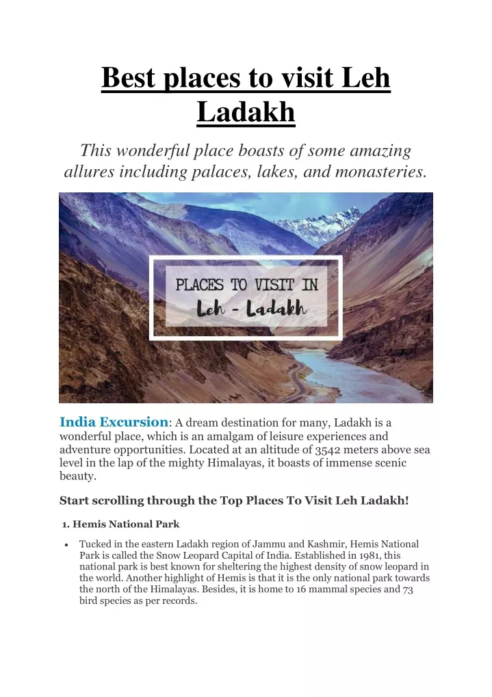 best places to visit leh ladakh