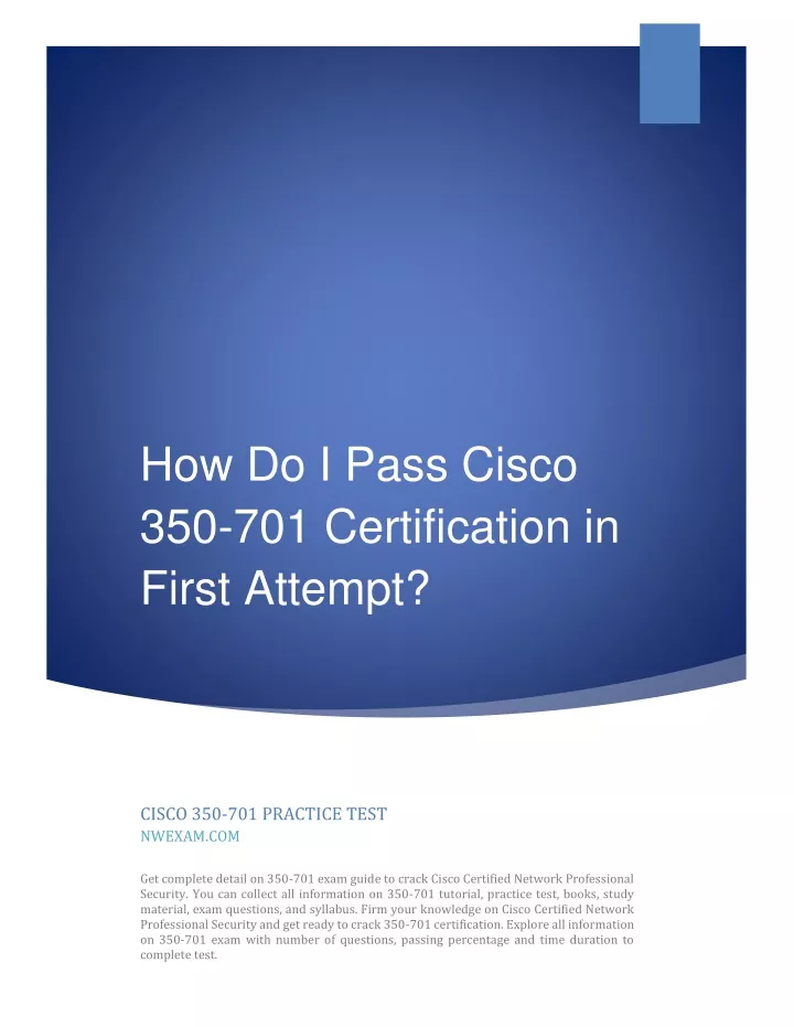 how do i pass cisco 350 701 certification