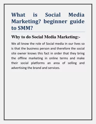 What is Social Media Marketing? beginner guide to SMM?