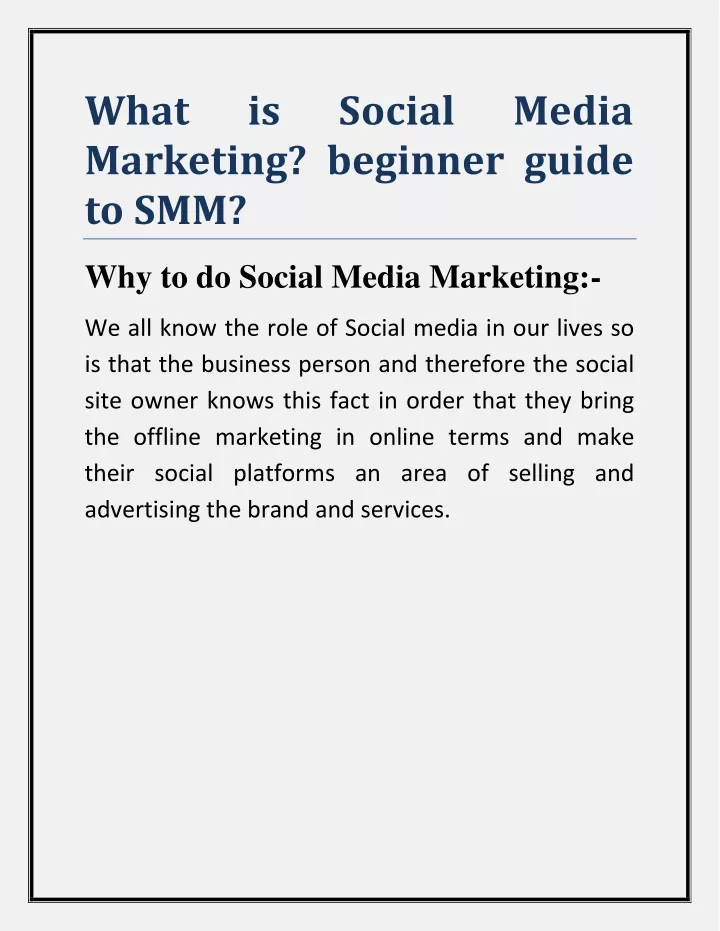 what marketing beginner guide to smm
