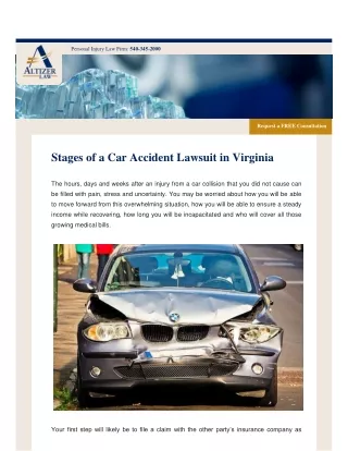 Stages of a Car Accident Lawsuit in Virginia