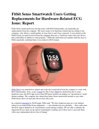 Fitbit Sense Smartwatch Users Getting Replacements for Hardware-Related ECG Issue: Report