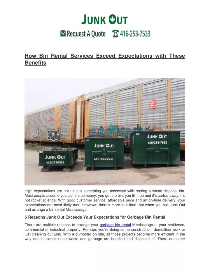 how bin rental services exceed expectations with