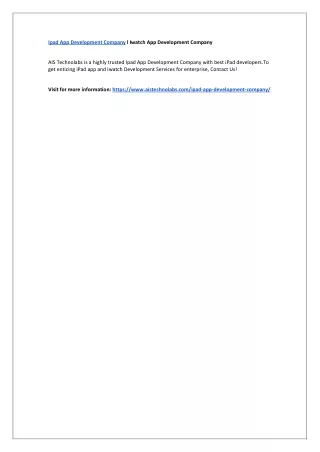 ipad app development company l iwatch