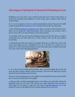 Advantages of Hiring the Professional Plumbing Services