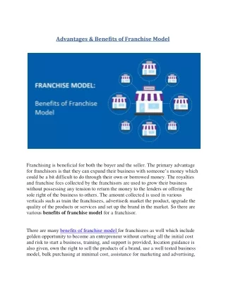 Advantages & Benefits of Franchise Model