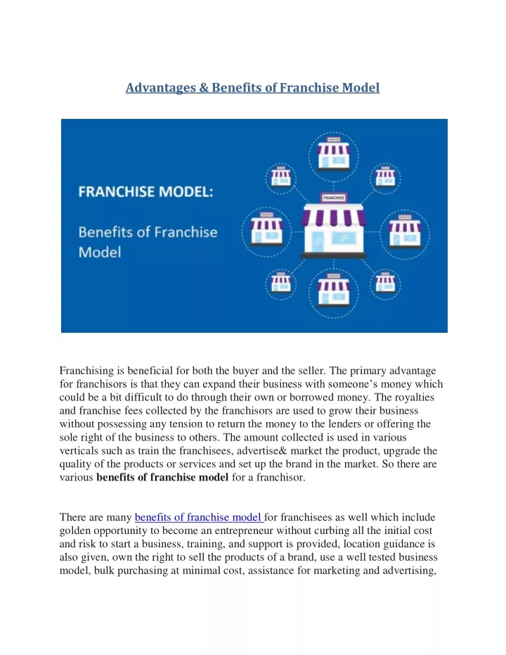 advantages benefits of franchise model