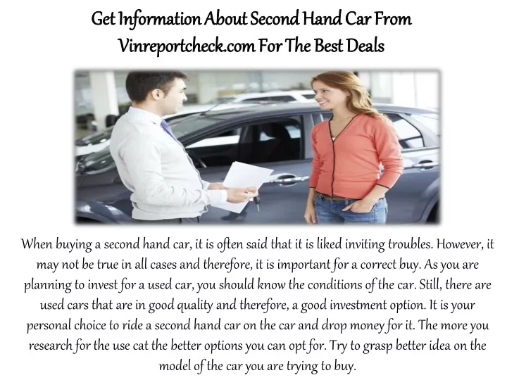 get information about second hand car from